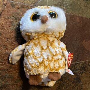 Ty Beanie Boos Swoops White and Gold‎ Owl Plush with Large Eyes